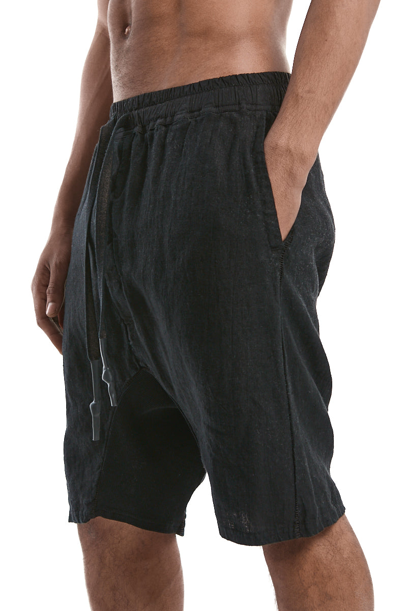 BLACK LINEN SHORT
