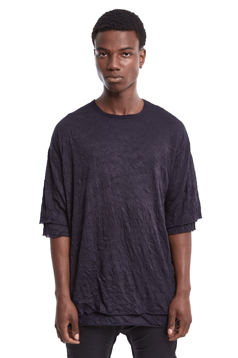 BLACK DOUBLE GAUZE WASHER OVER TEE