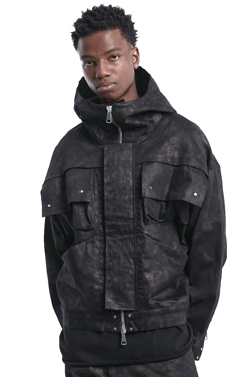 METAL STEAM CAMOUFLAGE HOODED JACKET