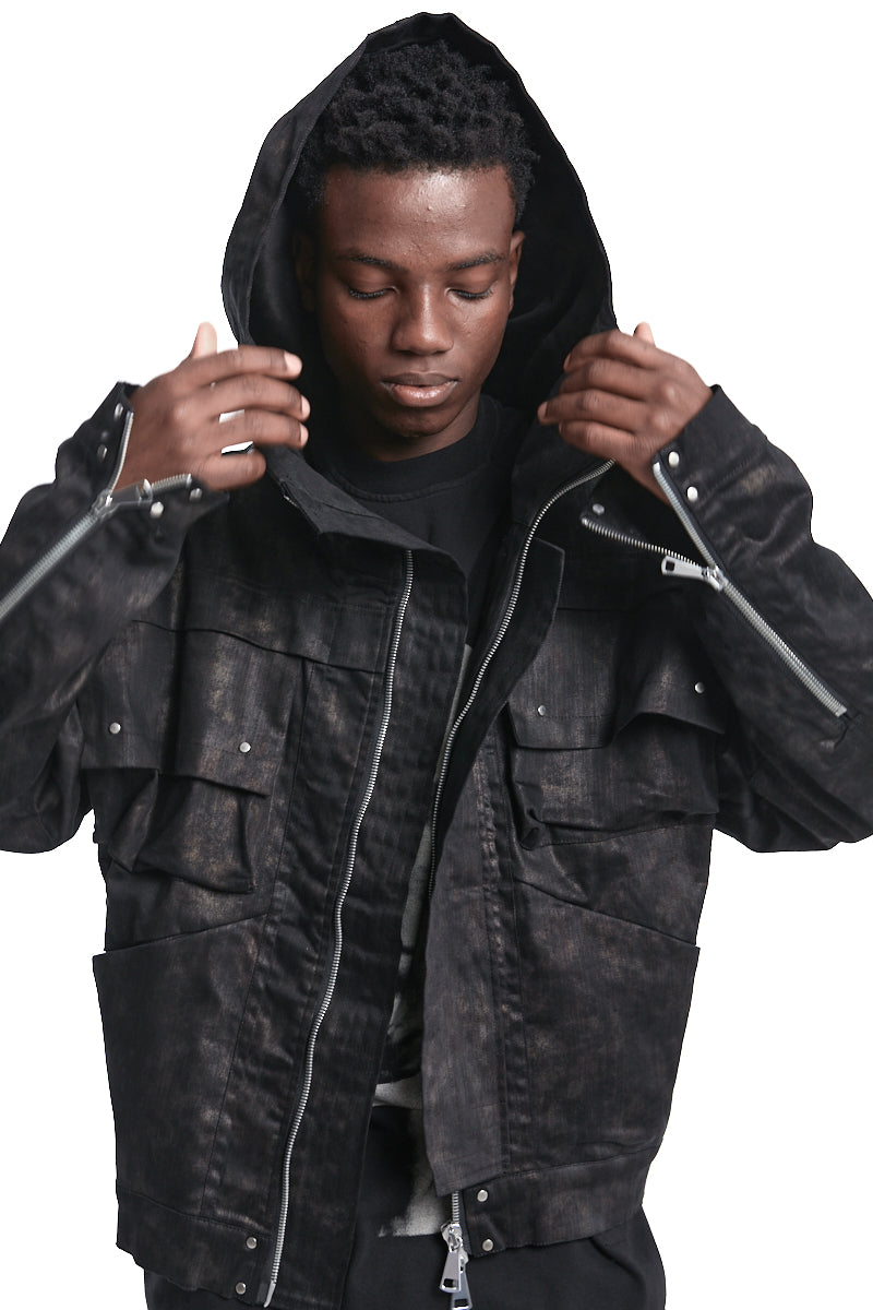 METAL STEAM CAMOUFLAGE HOODED JACKET