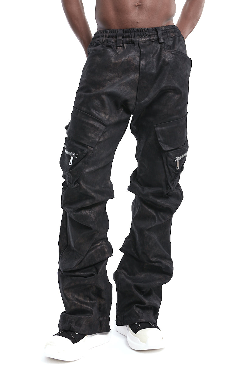 METAL BOOTCUT TUCKED TROUSERS