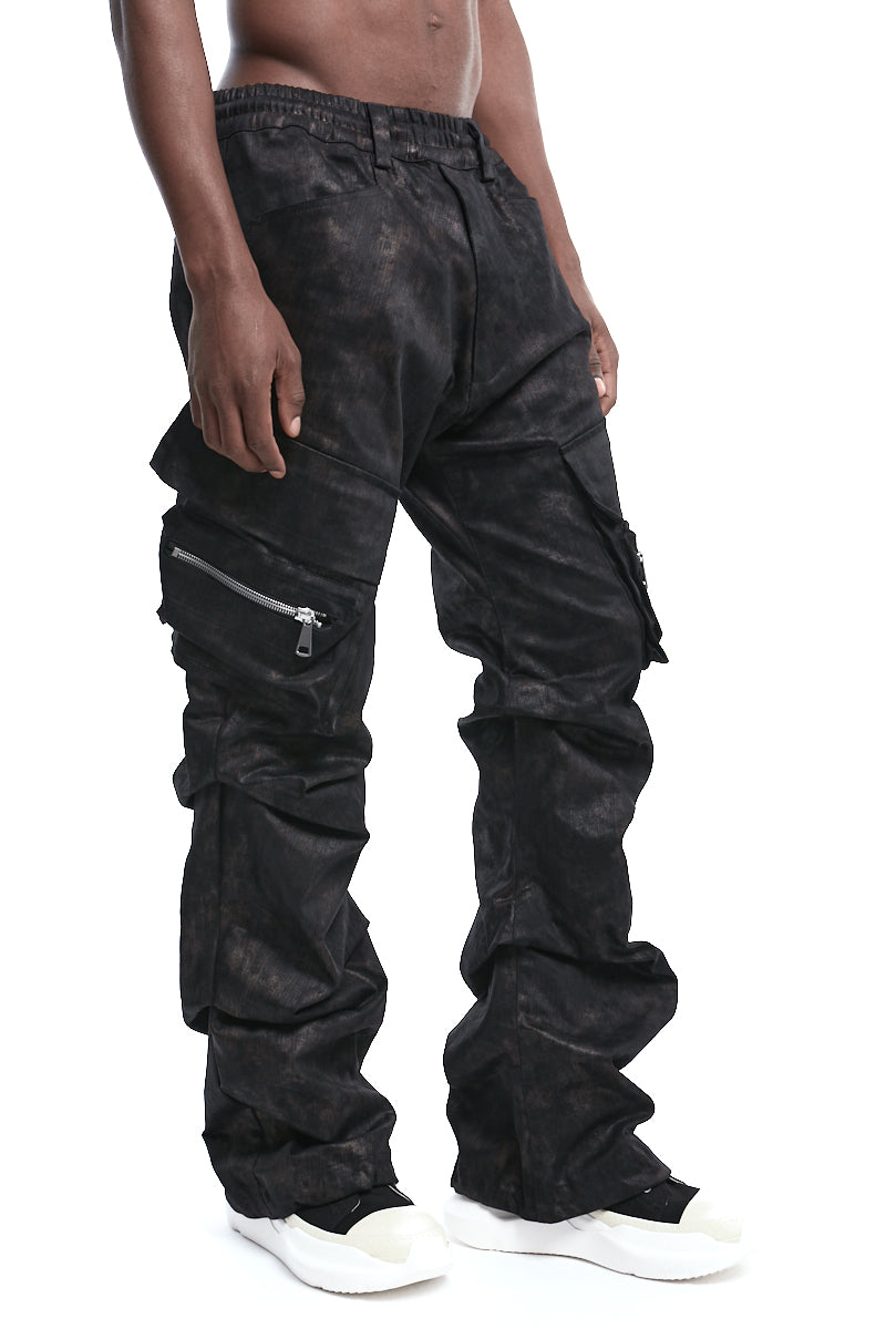 METAL BOOTCUT TUCKED TROUSERS