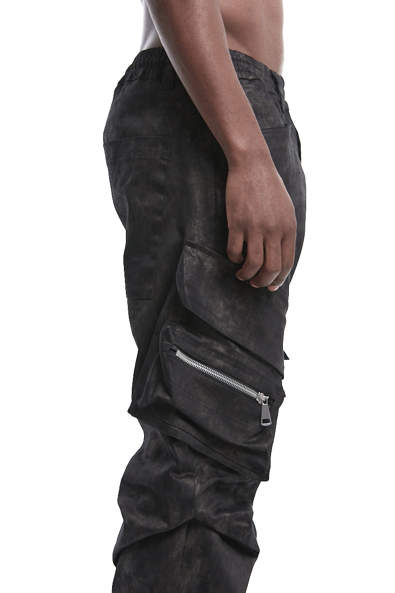 METAL BOOTCUT TUCKED TROUSERS