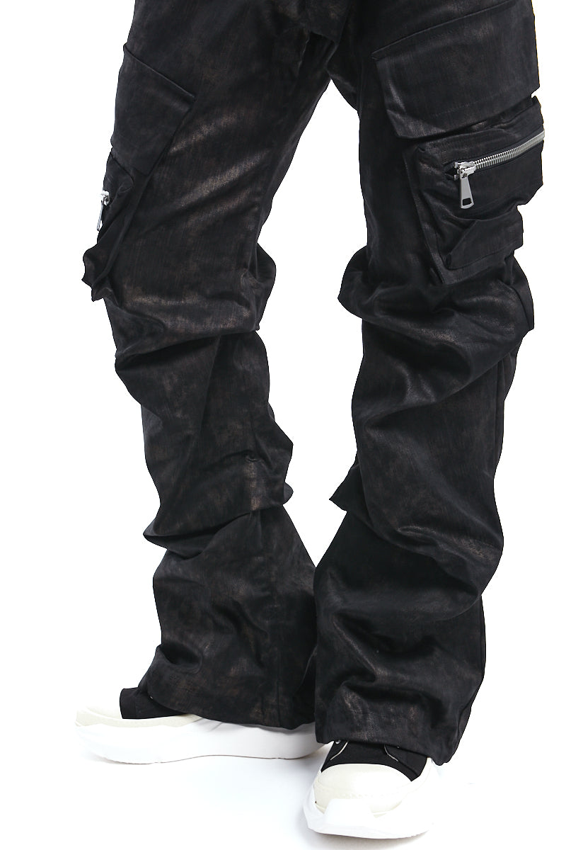 METAL BOOTCUT TUCKED TROUSERS