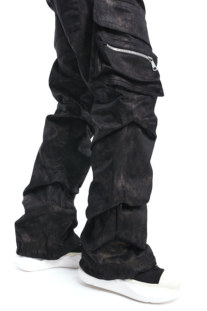 METAL BOOTCUT TUCKED TROUSERS