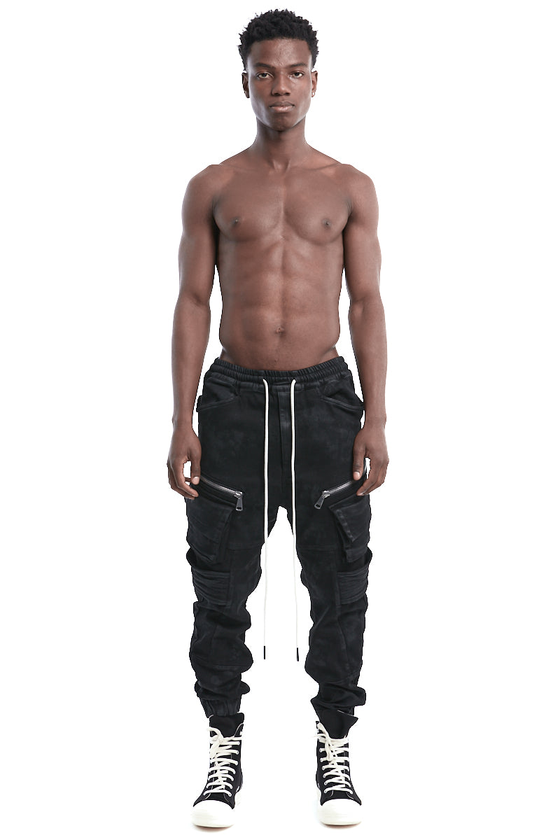 COATED BELT CARGO JOGGER DENIM