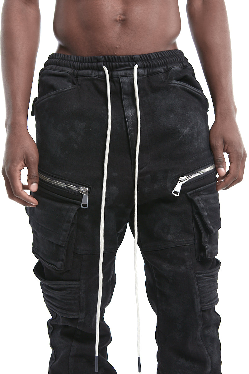 COATED BELT CARGO JOGGER DENIM