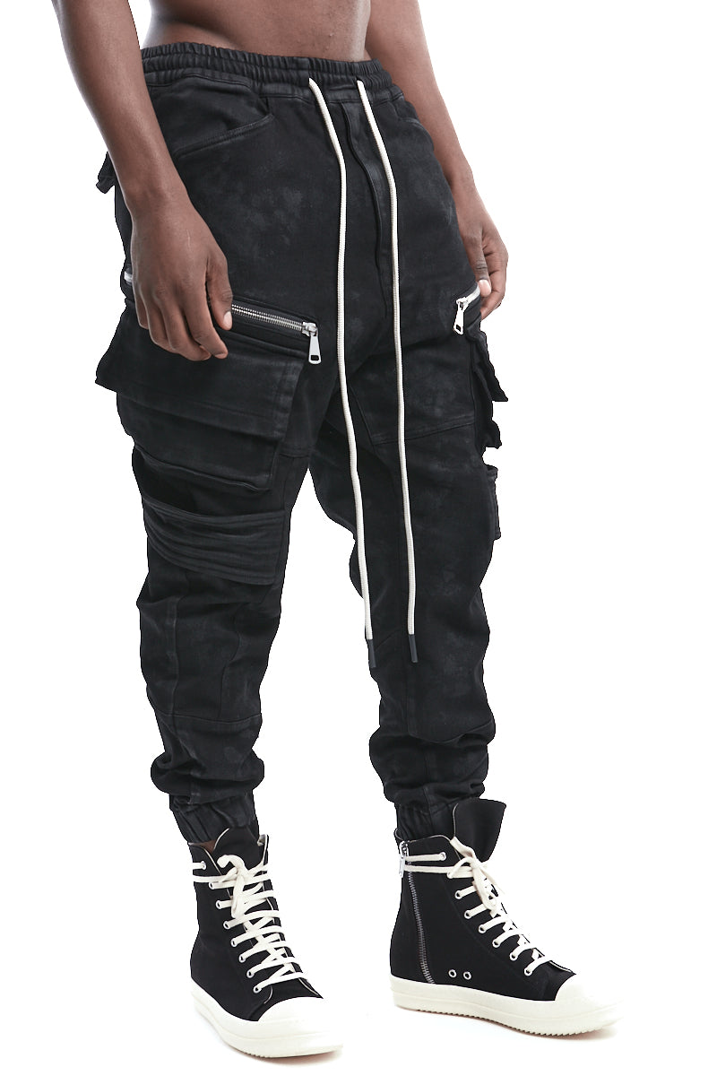 COATED BELT CARGO JOGGER DENIM