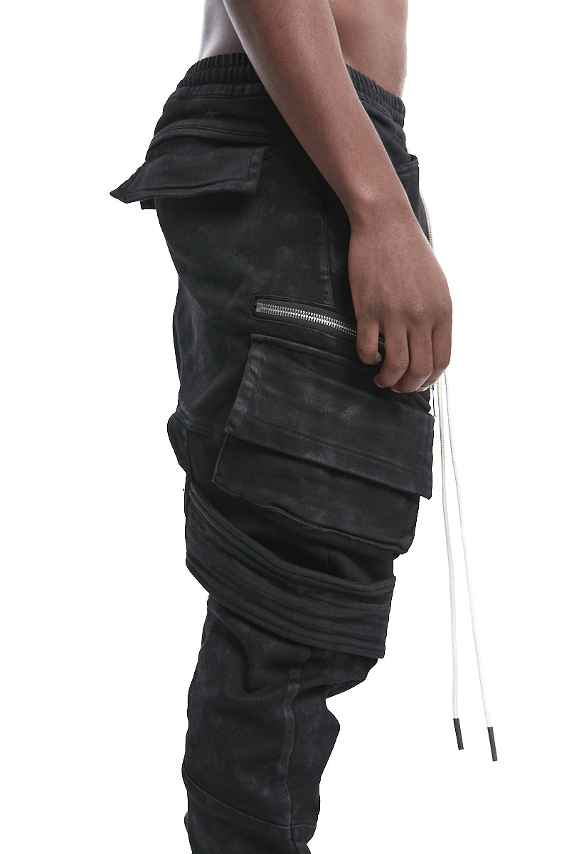 COATED BELT CARGO JOGGER DENIM