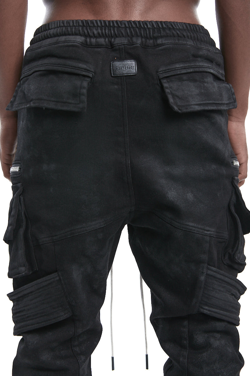 COATED BELT CARGO JOGGER DENIM
