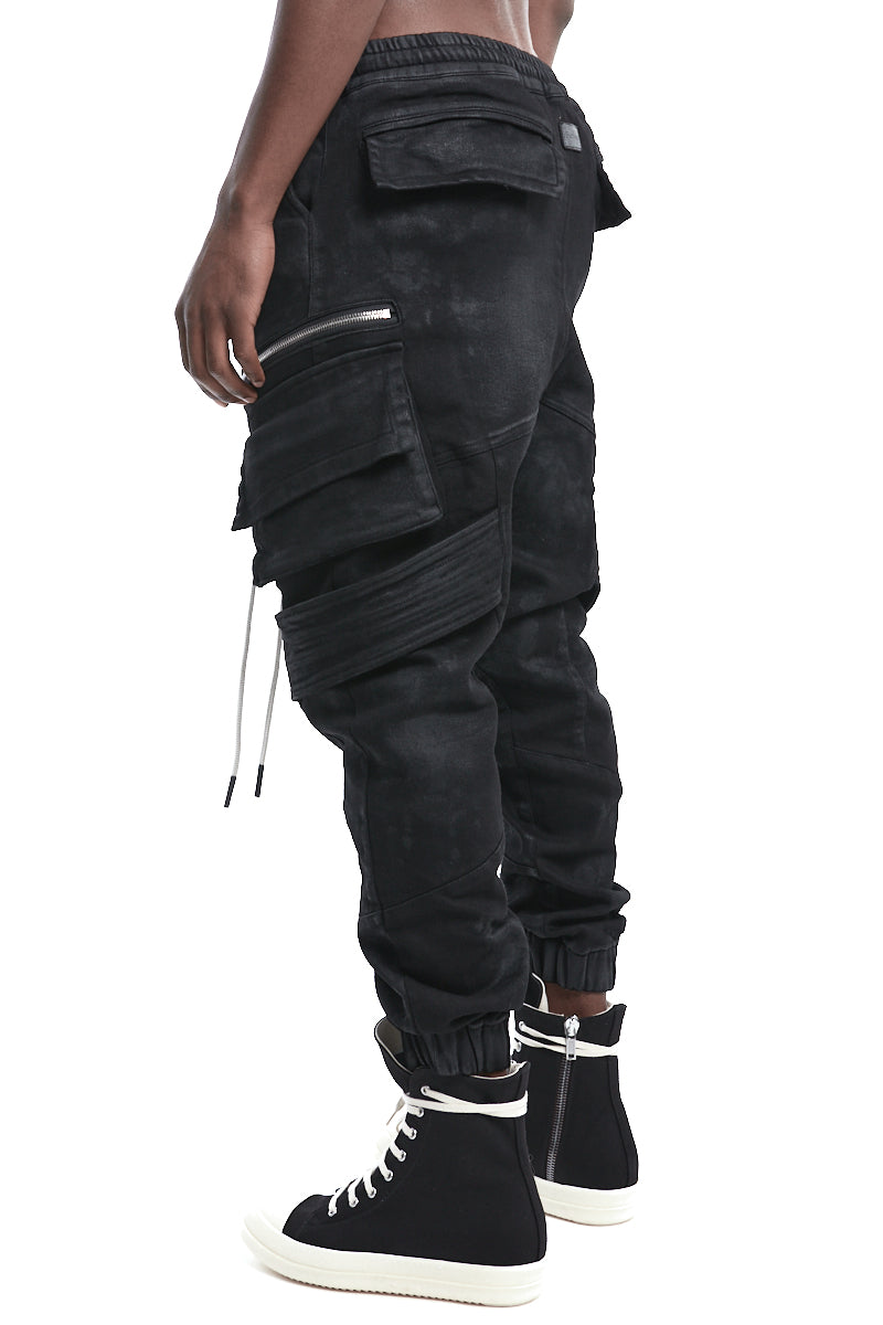 COATED BELT CARGO JOGGER DENIM