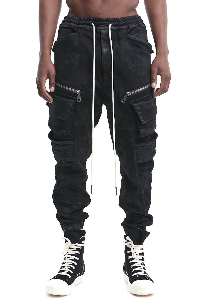 COATED BELT CARGO JOGGER DENIM