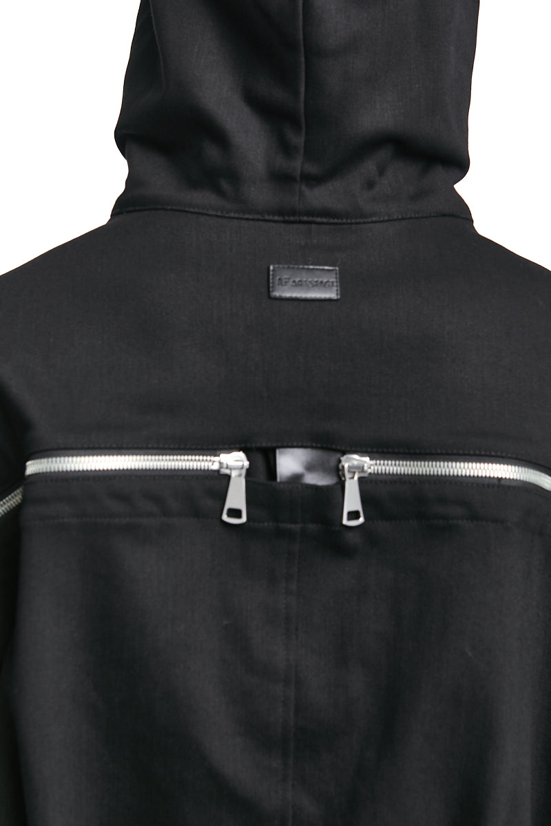 BLACK DENIM ZIP HOODIE BLOUSON