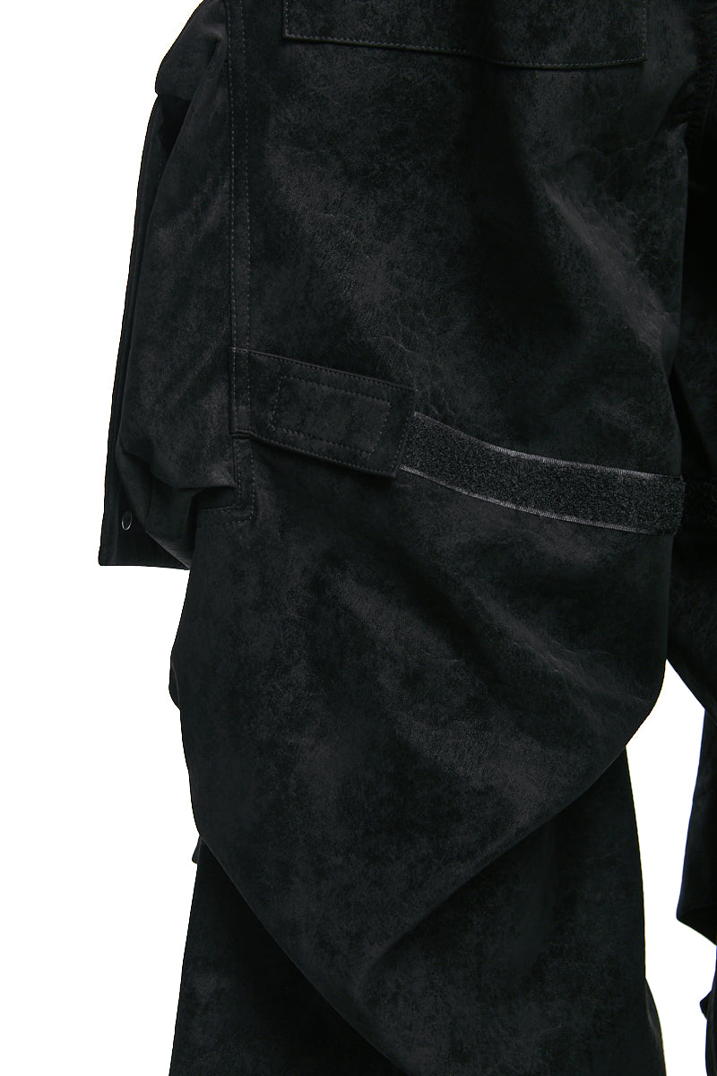 BLACK VEGAN LEATHER CARGO WIDE