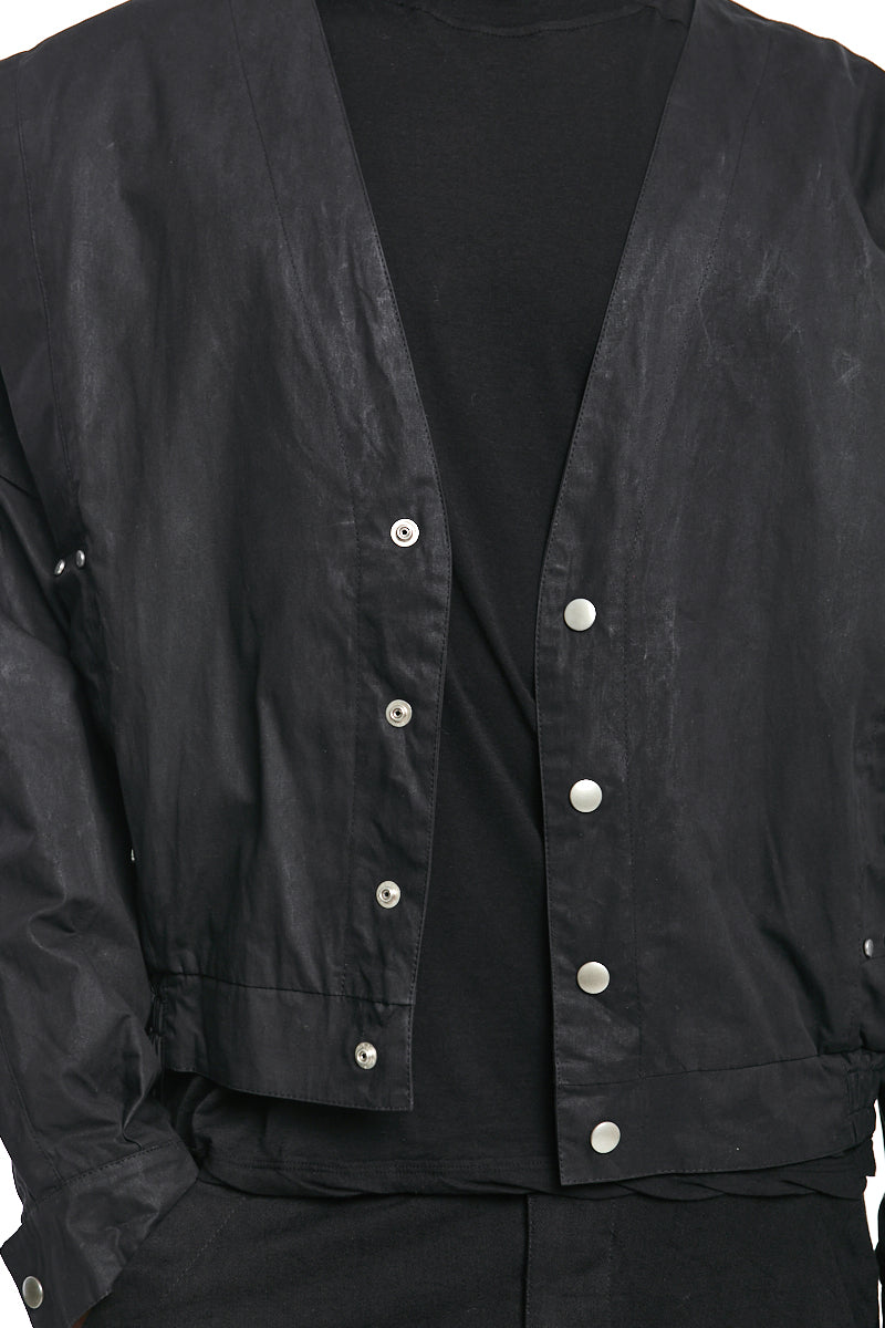 BLACK COLLARLESS BLOUSON