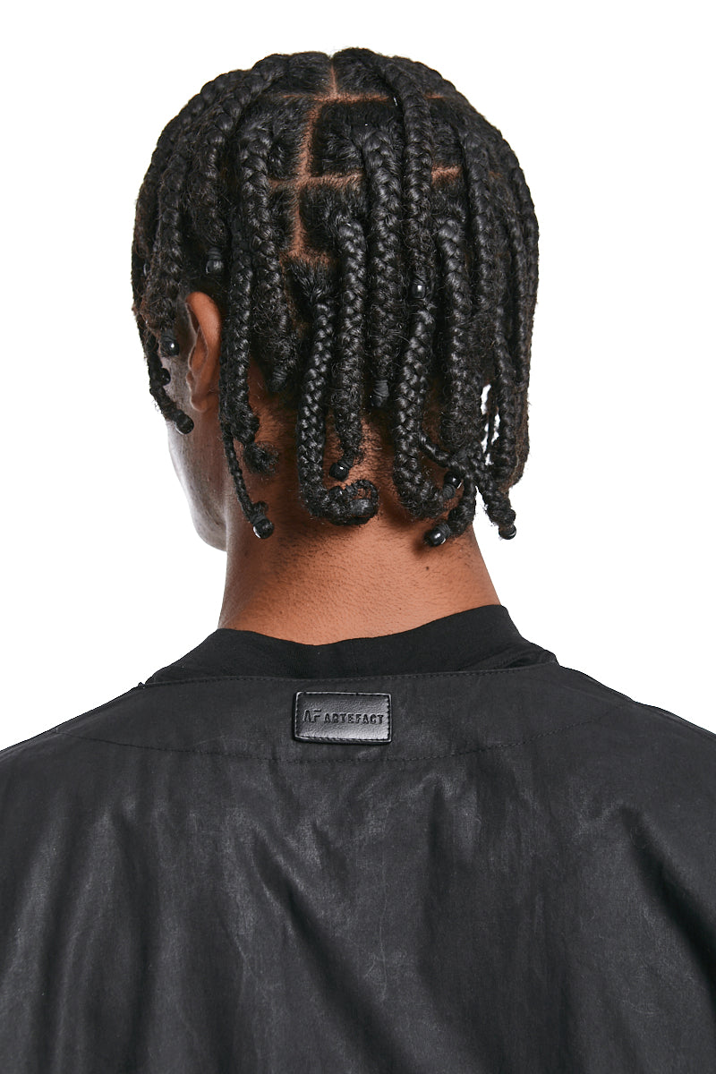 BLACK COLLARLESS BLOUSON
