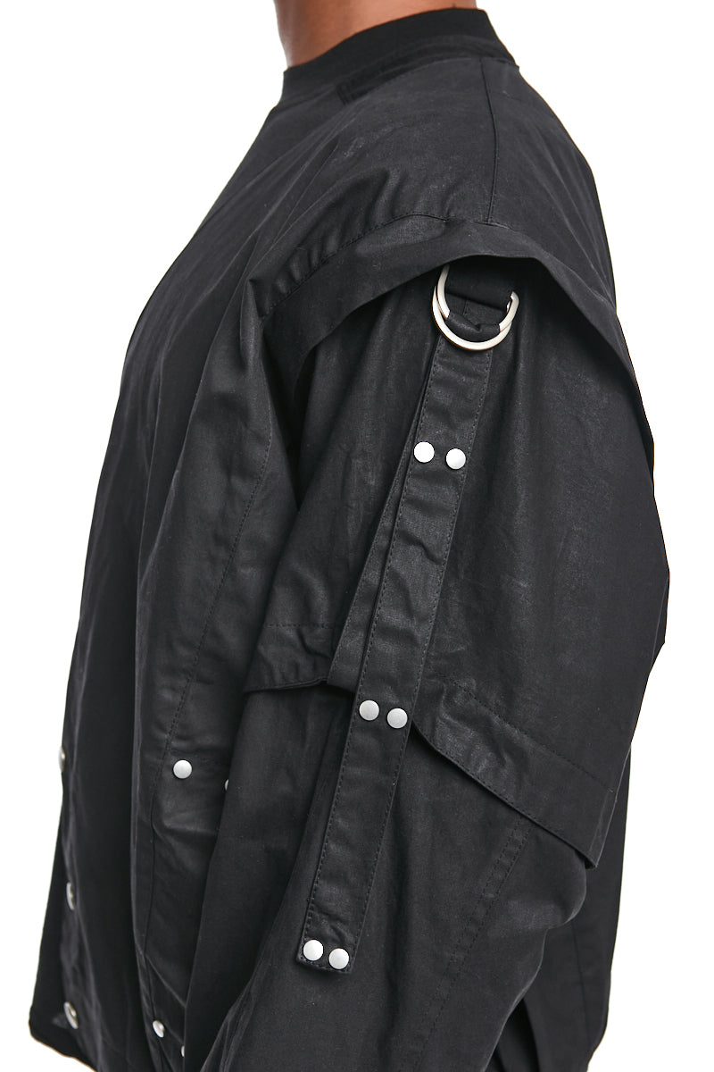 BLACK COLLARLESS BLOUSON