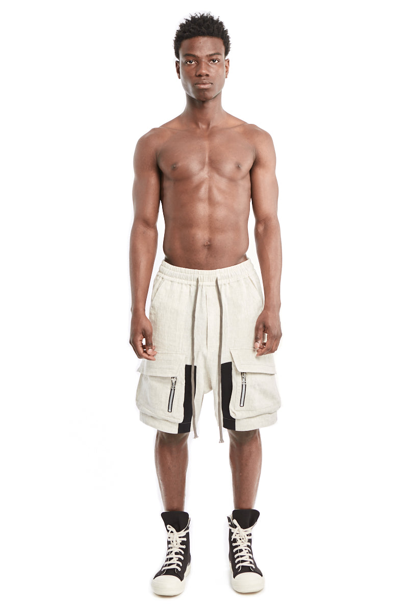 BEIGE LINEN SHORTS