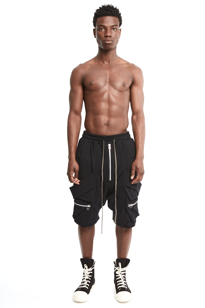 BLACK BELT CARGO SWEAT SAROUEL SHORTS