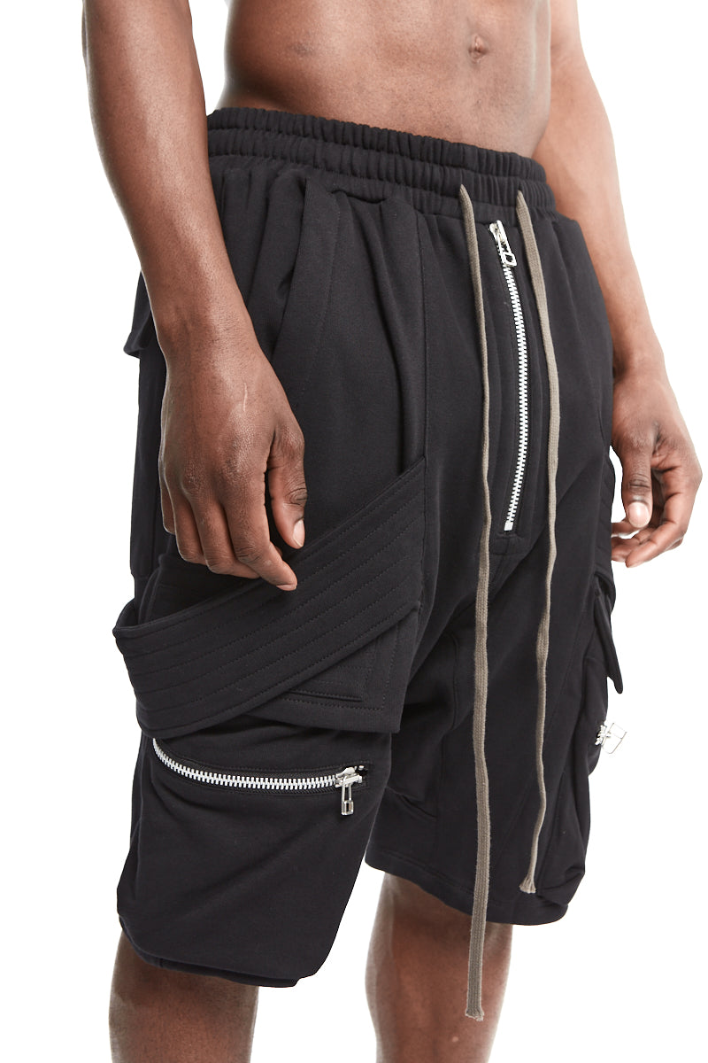 BLACK BELT CARGO SWEAT SAROUEL SHORTS