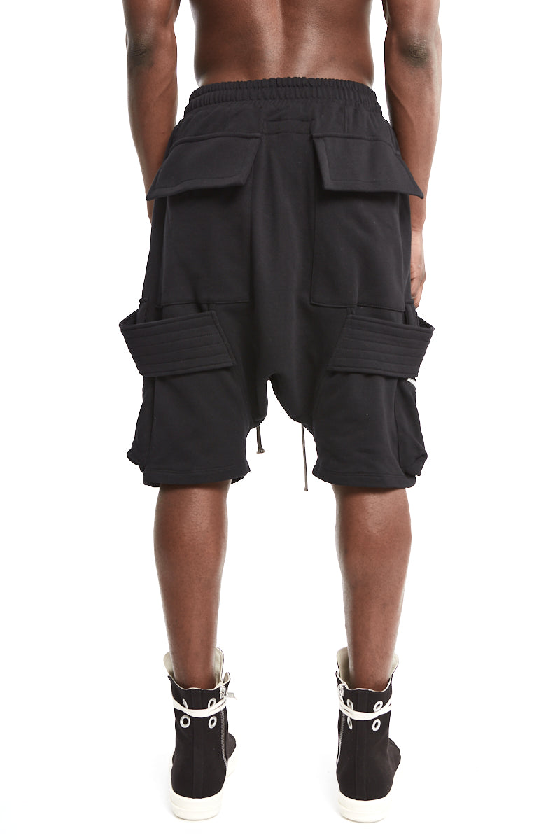 BLACK BELT CARGO SWEAT SAROUEL SHORTS