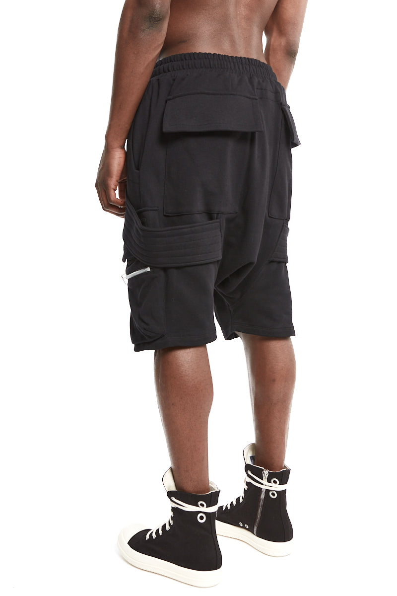 BLACK BELT CARGO SWEAT SAROUEL SHORTS