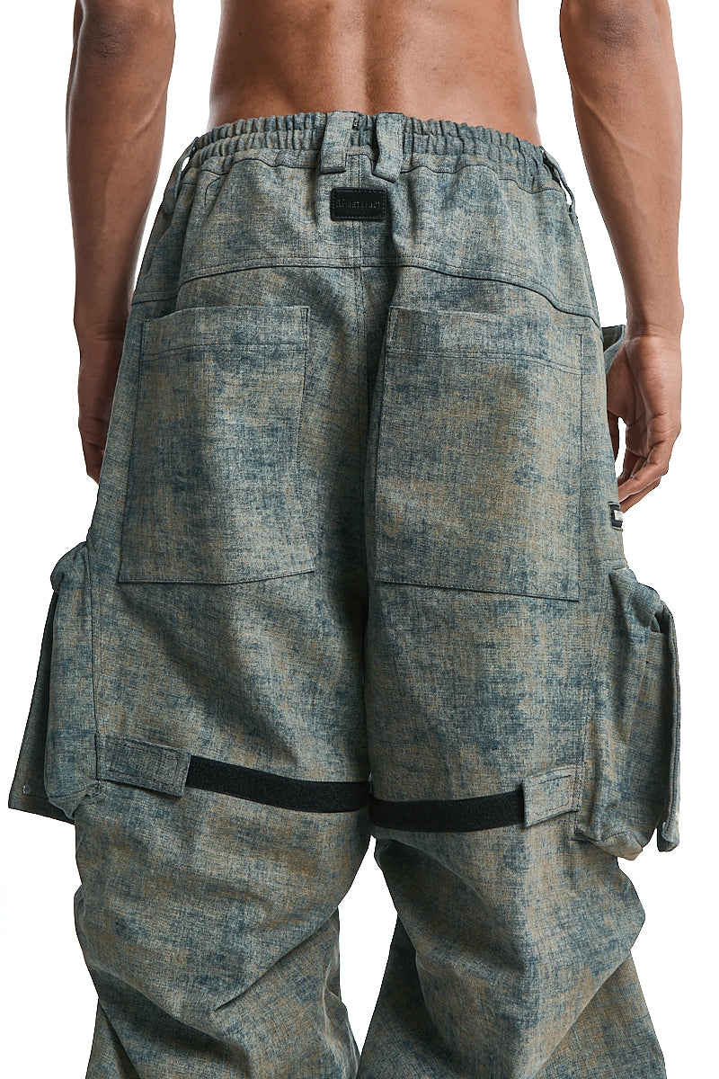 BLENDED SHADES DENIM CARGO TUCK WIDE PANTS