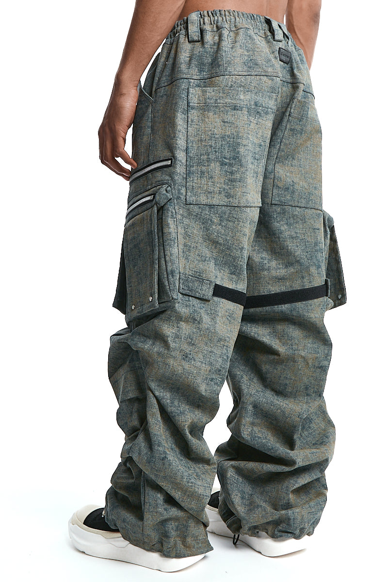 BLENDED SHADES DENIM CARGO TUCK WIDE PANTS