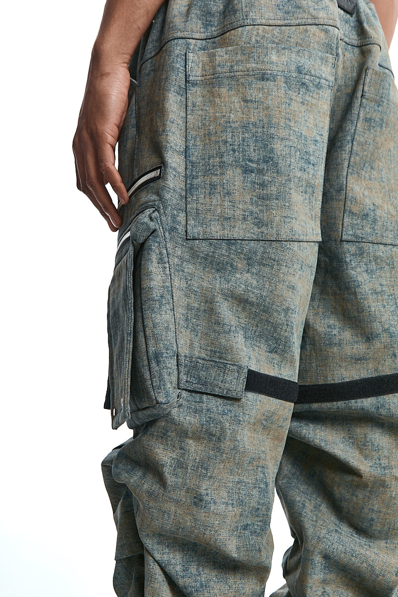 BLENDED SHADES DENIM CARGO TUCK WIDE PANTS