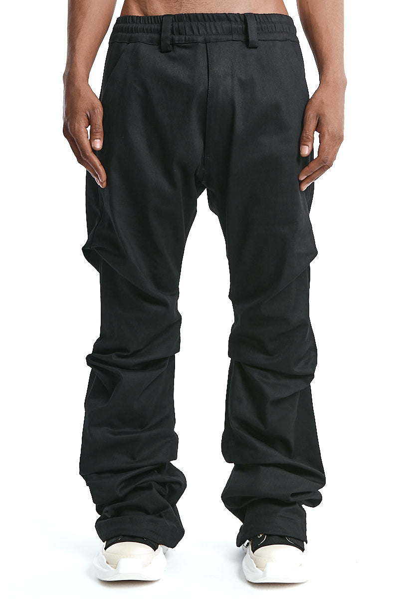 BLACK BOOTCUT TUCK PANTS