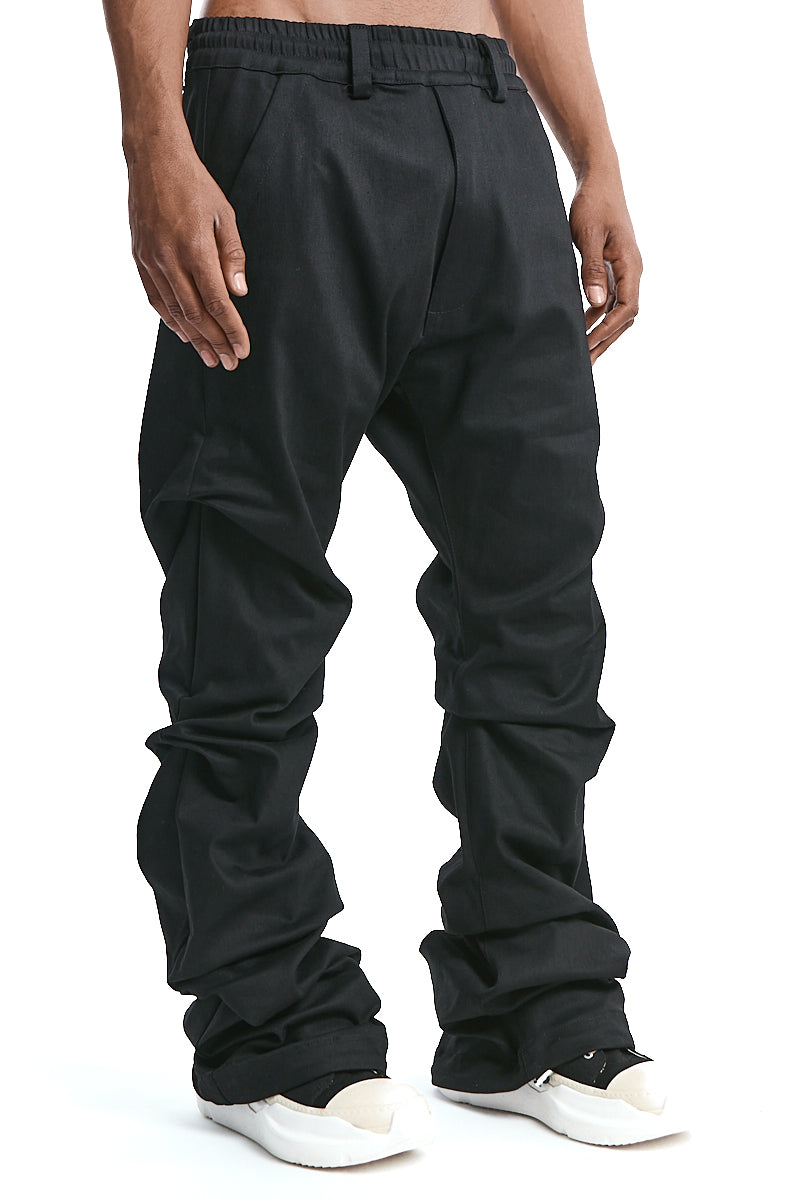 BLACK BOOTCUT TUCK PANTS