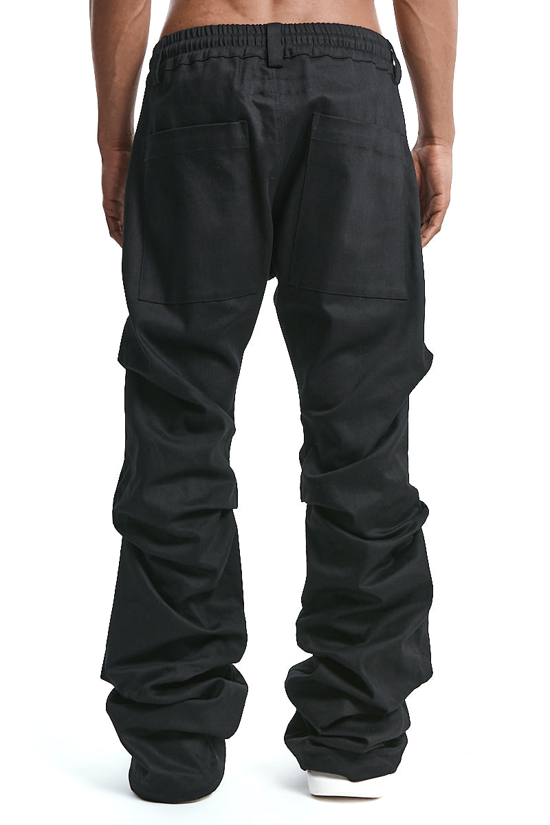 BLACK BOOTCUT TUCK PANTS
