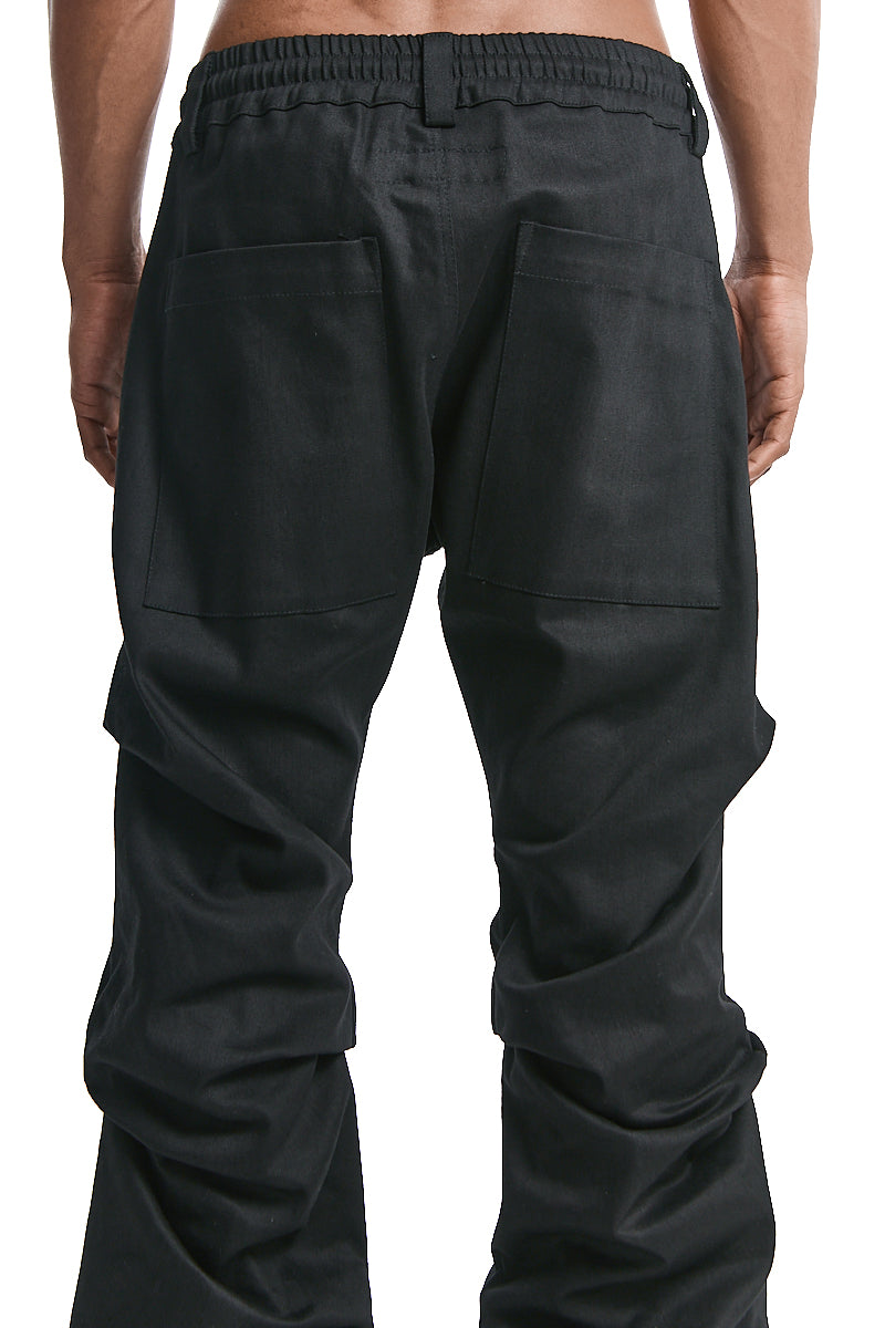 BLACK BOOTCUT TUCK PANTS