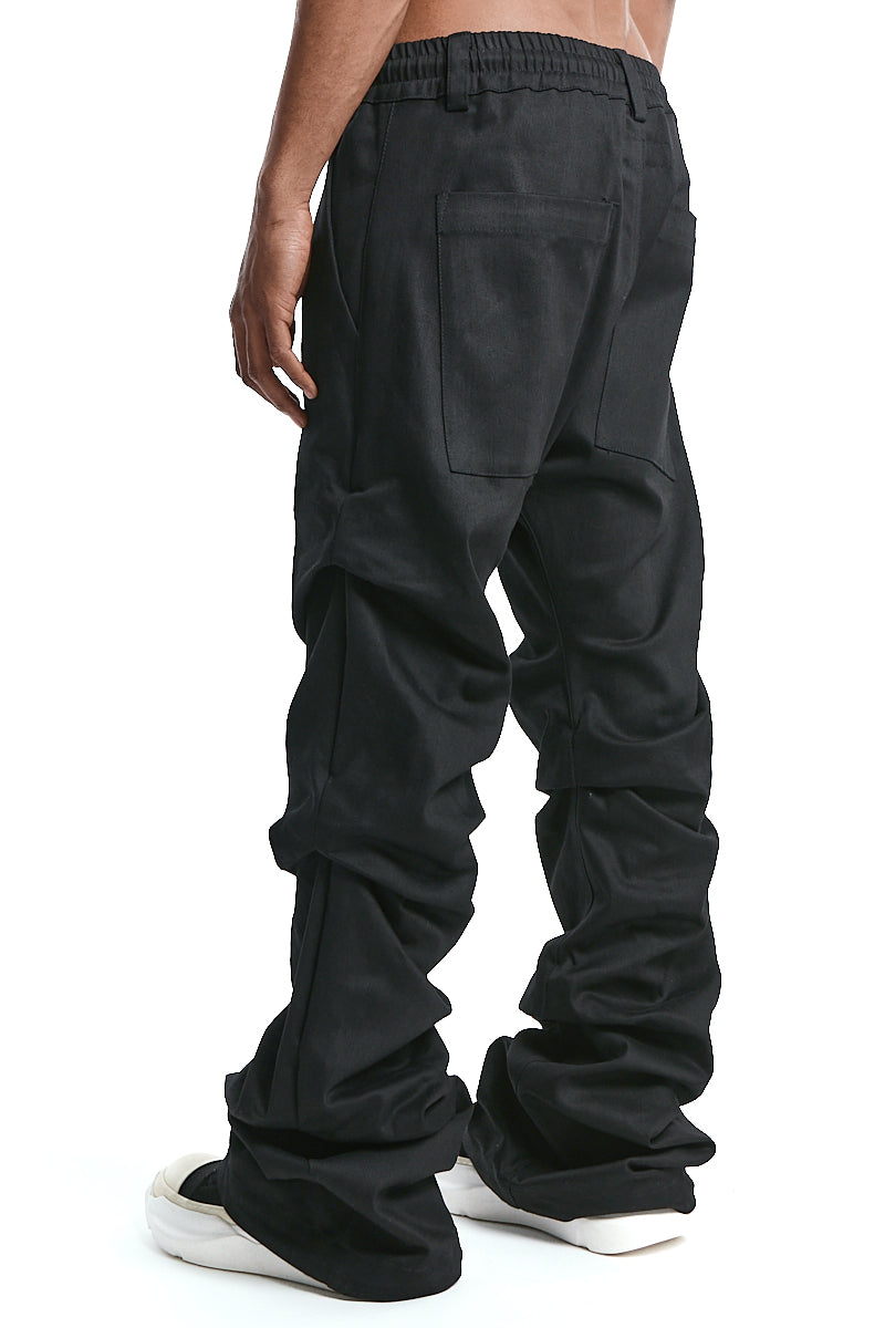 BLACK BOOTCUT TUCK PANTS