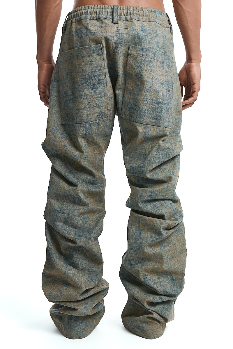 DENIM BLENDED SHADES BOOTCUT TUCK PANTS