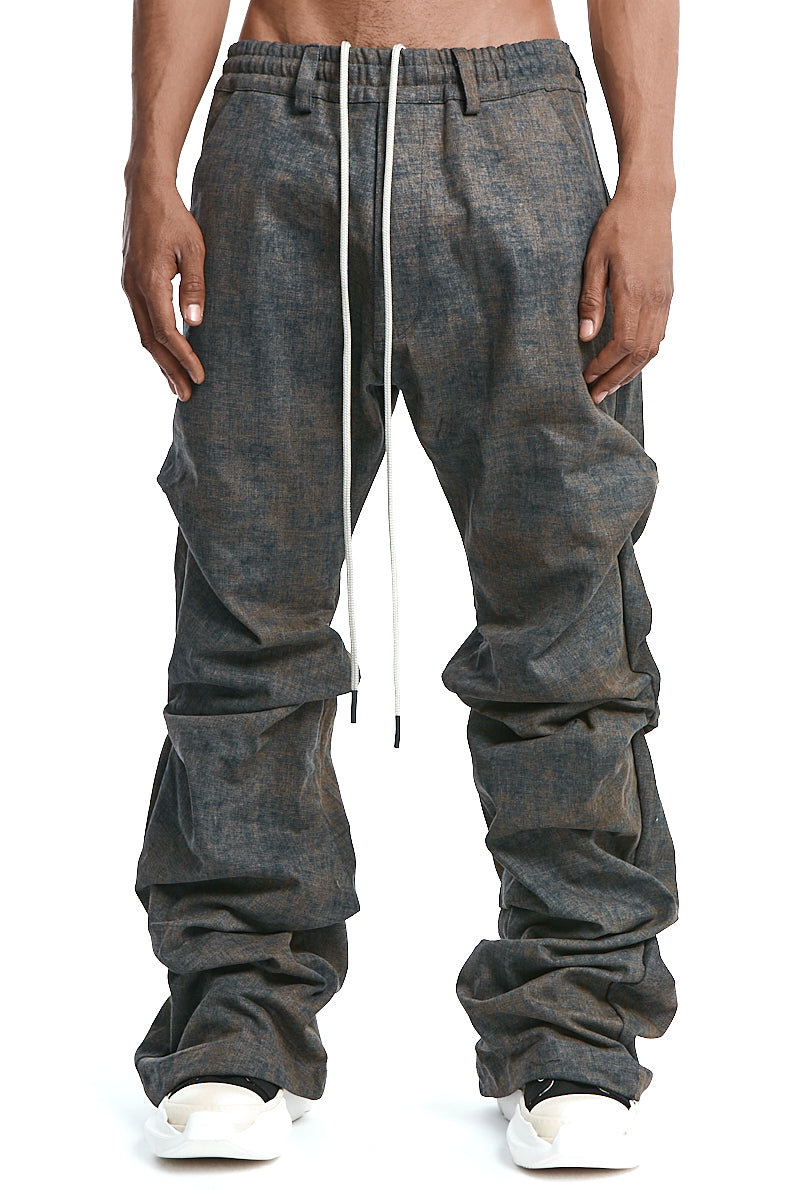 KHAKI BLENDED SHADES BOOTCUT TUCK PANTS