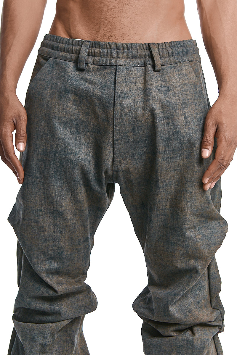 KHAKI BLENDED SHADES BOOTCUT TUCK PANTS