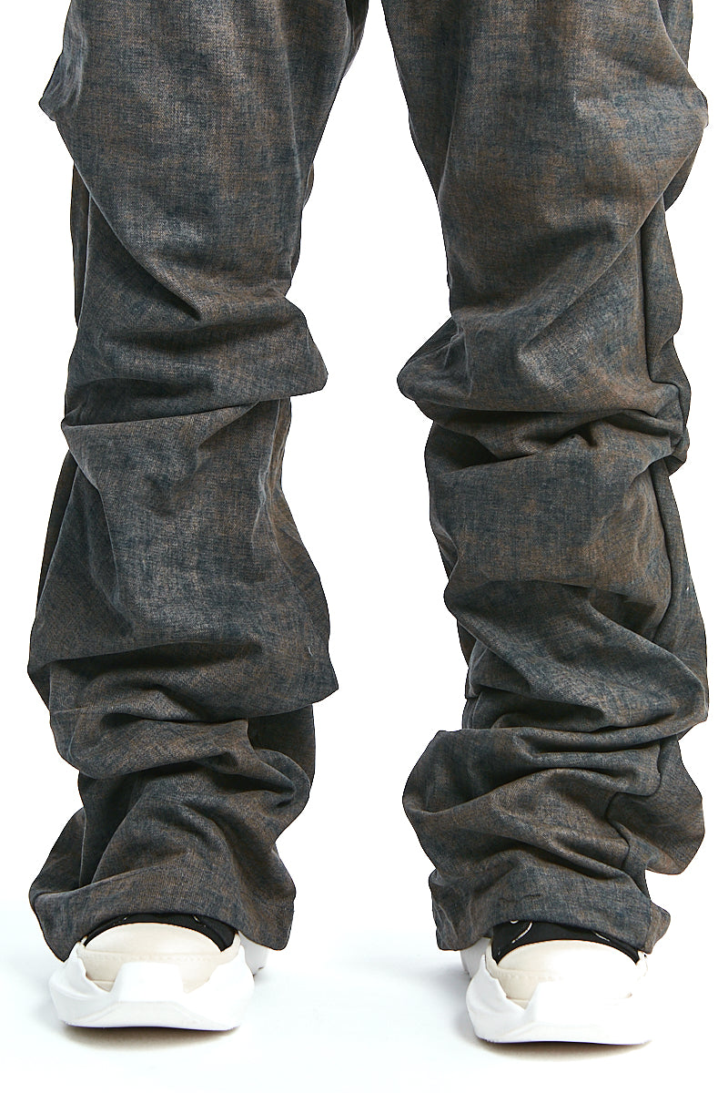 KHAKI BLENDED SHADES BOOTCUT TUCK PANTS