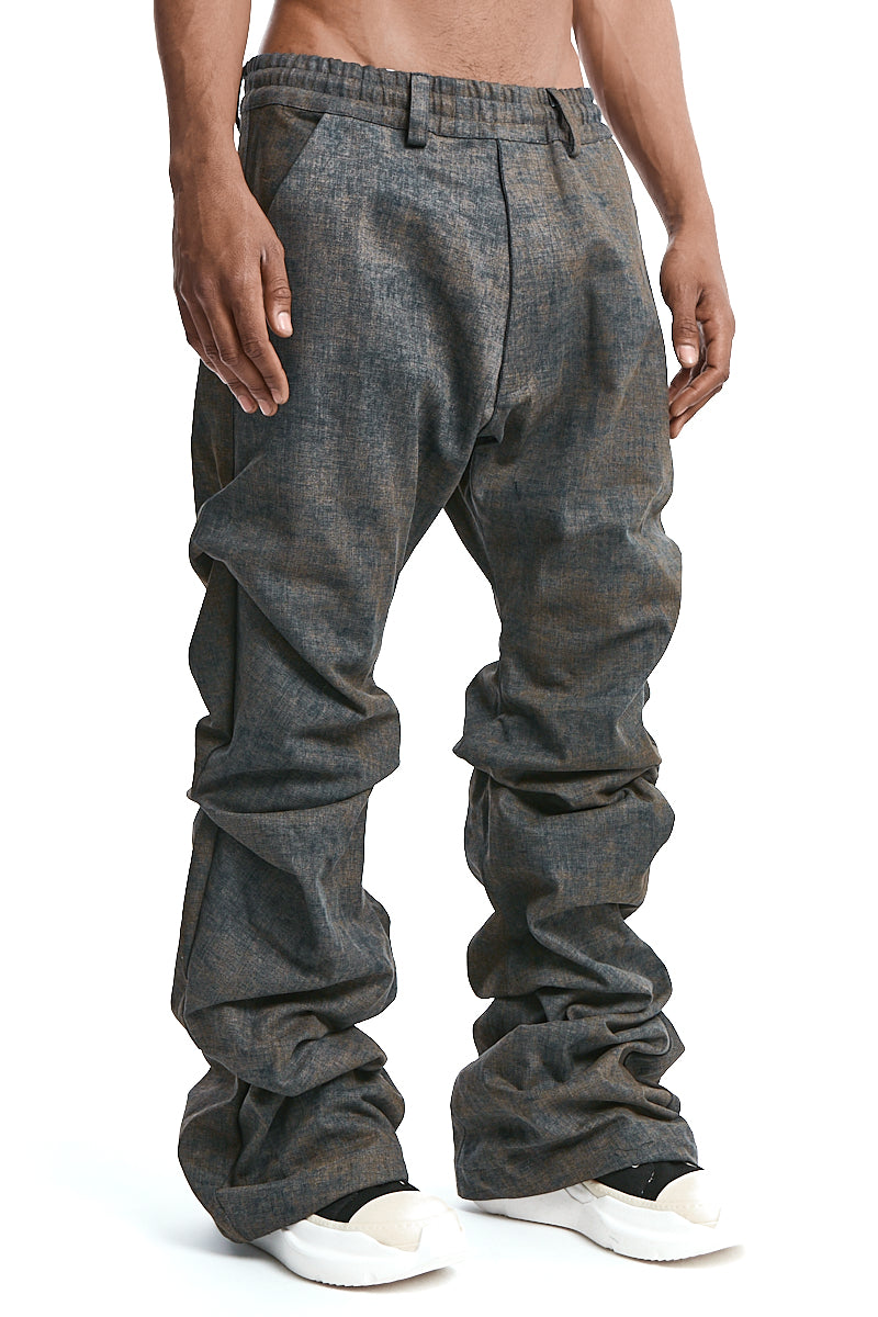 KHAKI BLENDED SHADES BOOTCUT TUCK PANTS