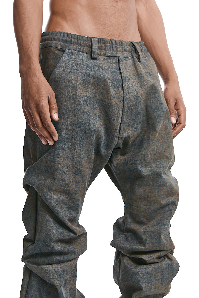 KHAKI BLENDED SHADES BOOTCUT TUCK PANTS