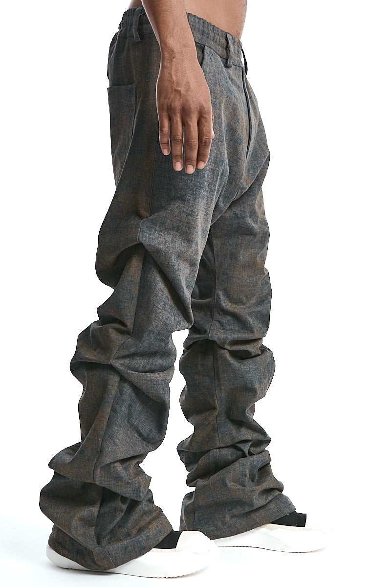 KHAKI BLENDED SHADES BOOTCUT TUCK PANTS