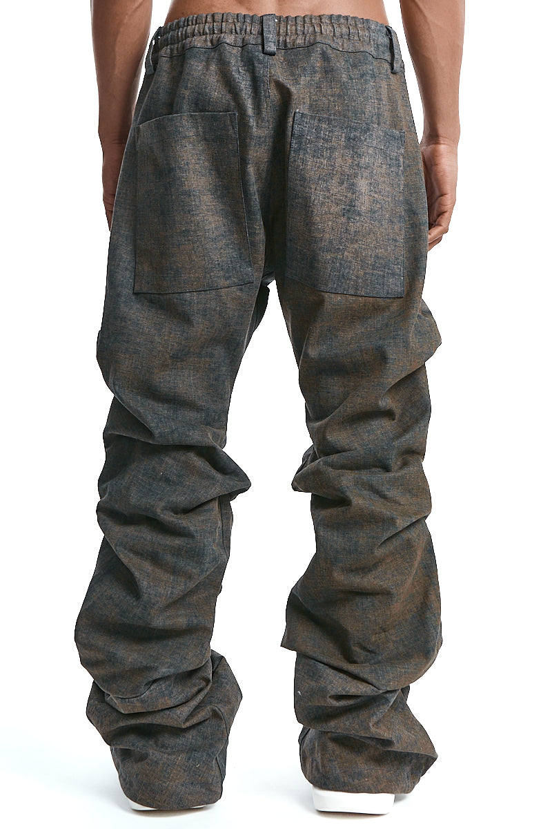 KHAKI BLENDED SHADES BOOTCUT TUCK PANTS