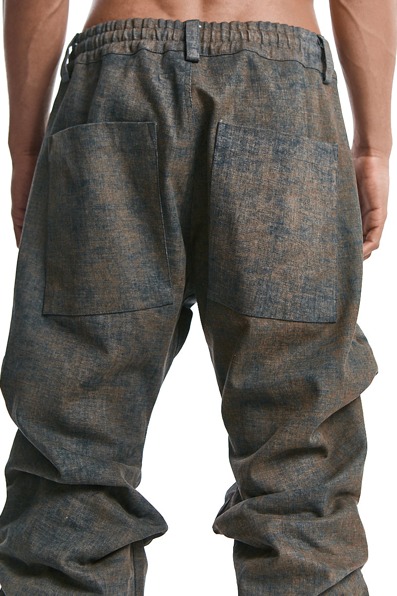 KHAKI BLENDED SHADES BOOTCUT TUCK PANTS