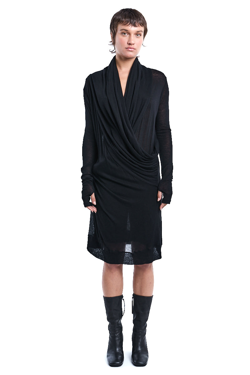 WOOL DRAPED DRESS