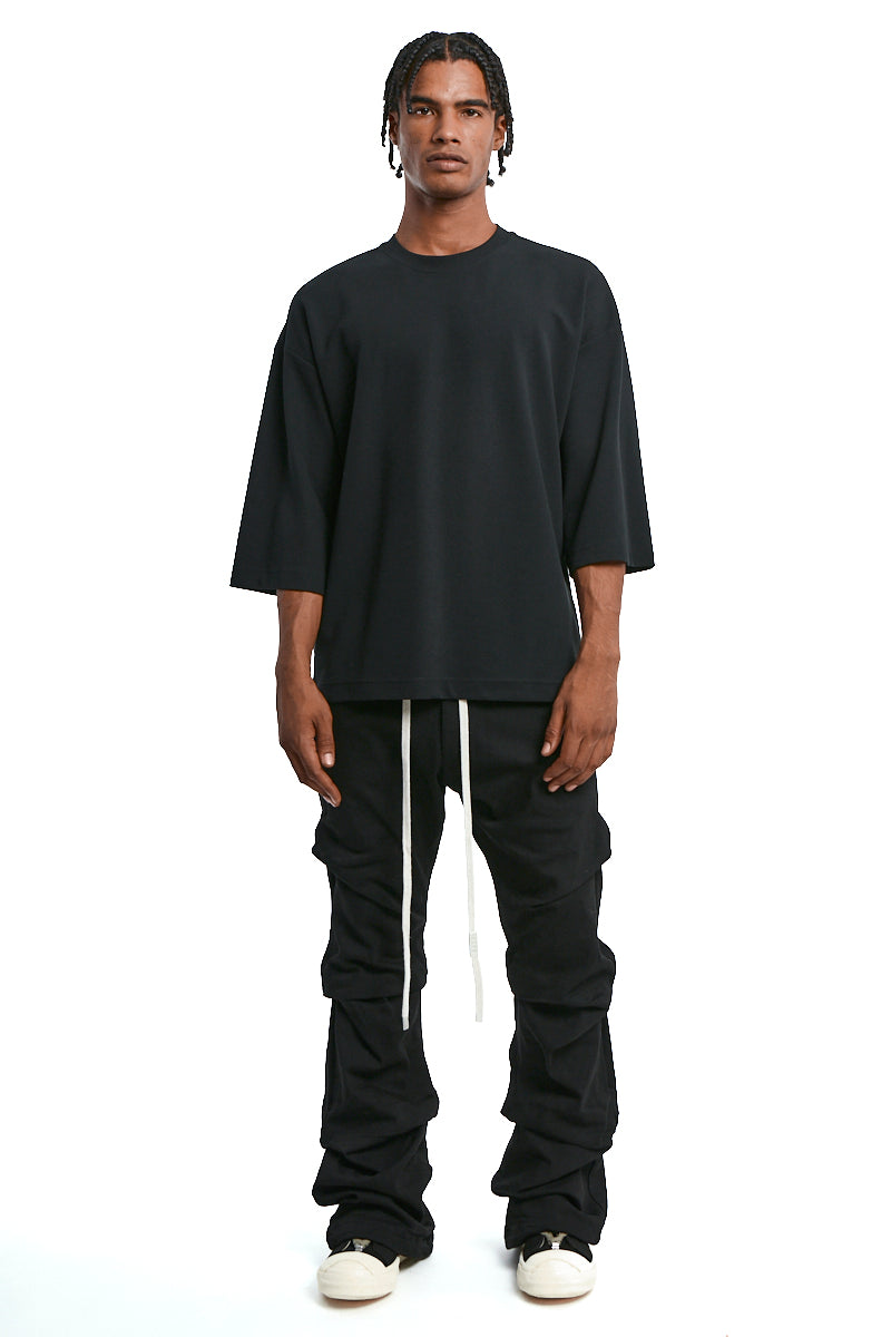 BLACK BOOTS CUT TUCK PANTS