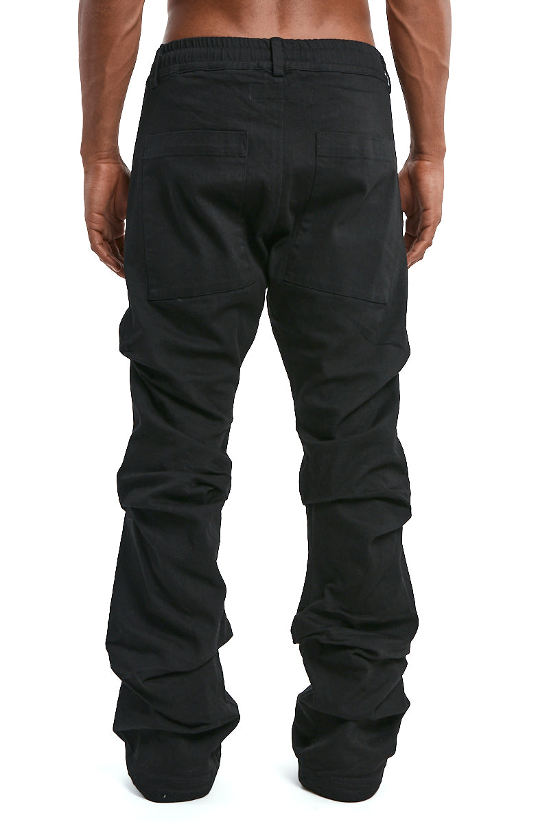 BLACK BOOTS CUT TUCK PANTS