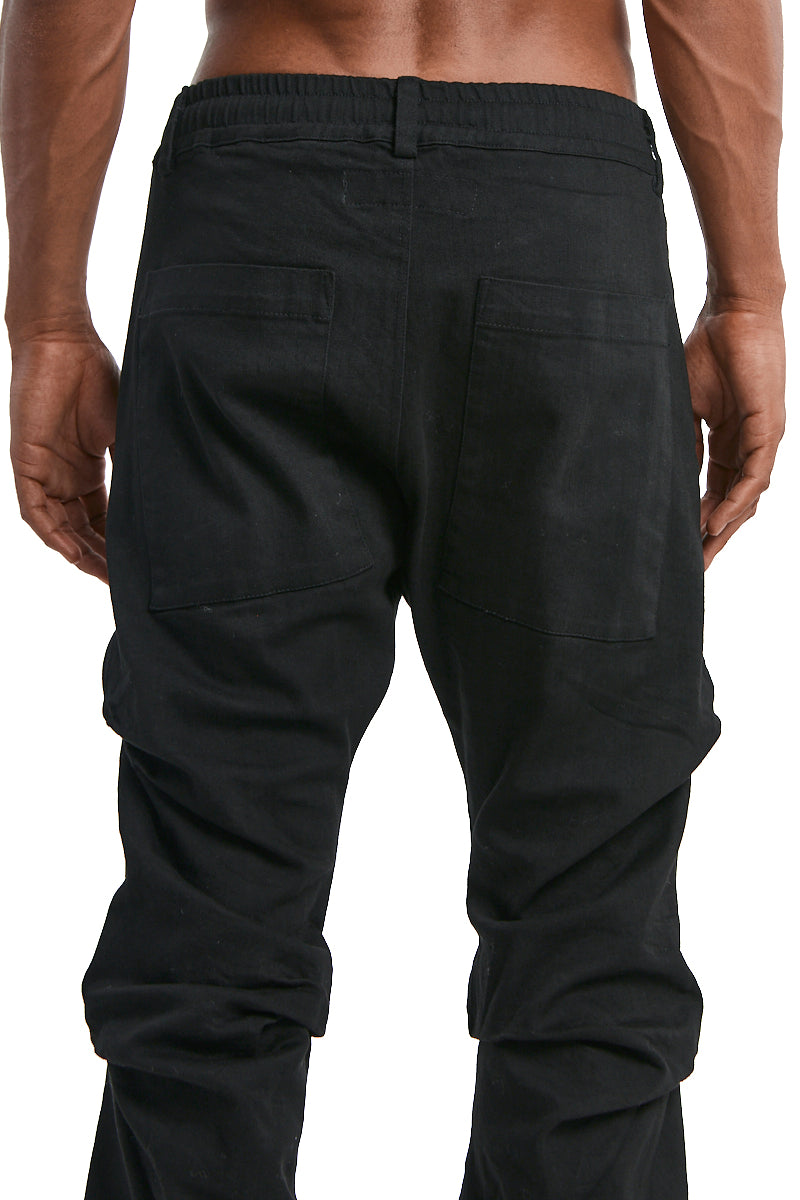 BLACK BOOTS CUT TUCK PANTS
