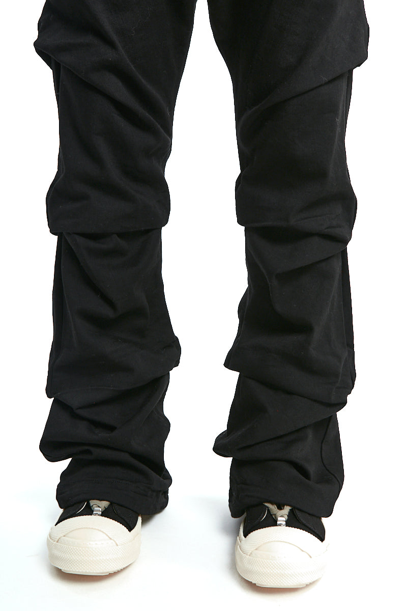 BLACK BOOTS CUT TUCK PANTS
