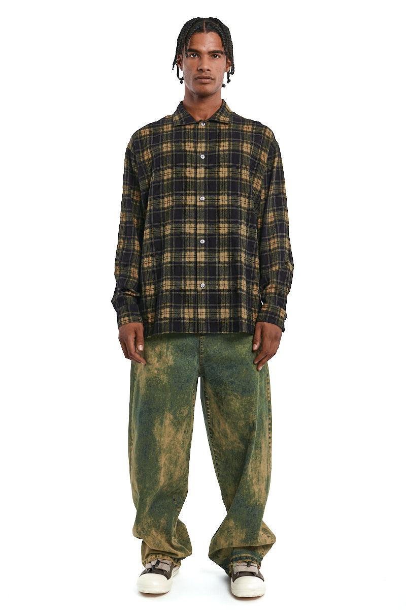 BLACKxYELLOW PLAID PATTERNED SHIRT