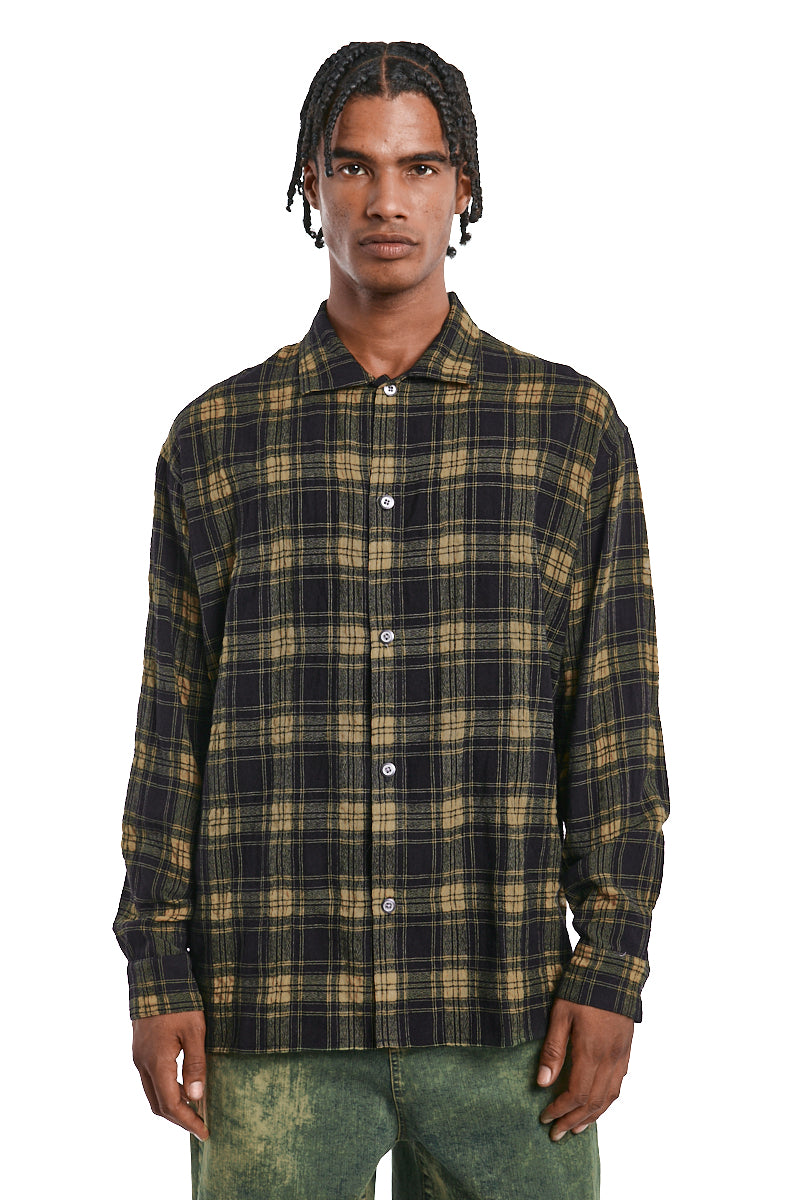 BLACKxYELLOW PLAID PATTERNED SHIRT